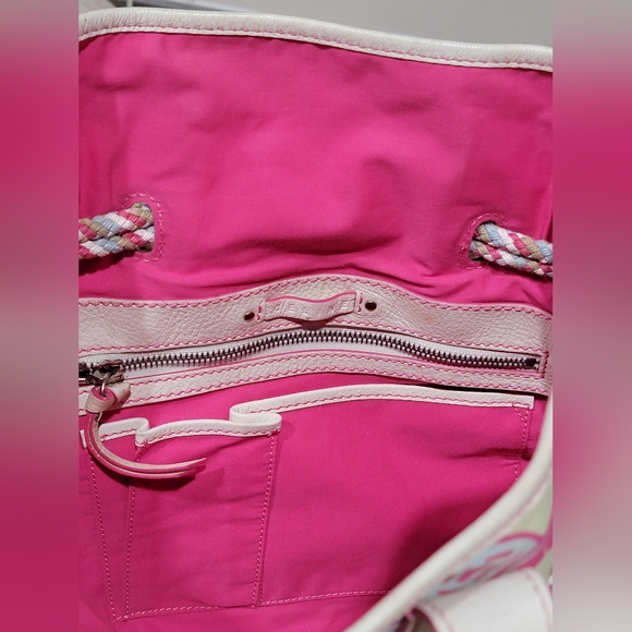 Celine Pink & Yellow Canvas Shoulder Tote Bag Authentic - Picture 16 of 16